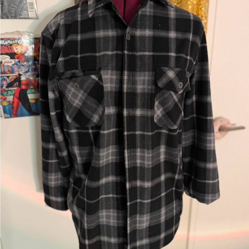 Men's Black and Gray Plaid Jacket